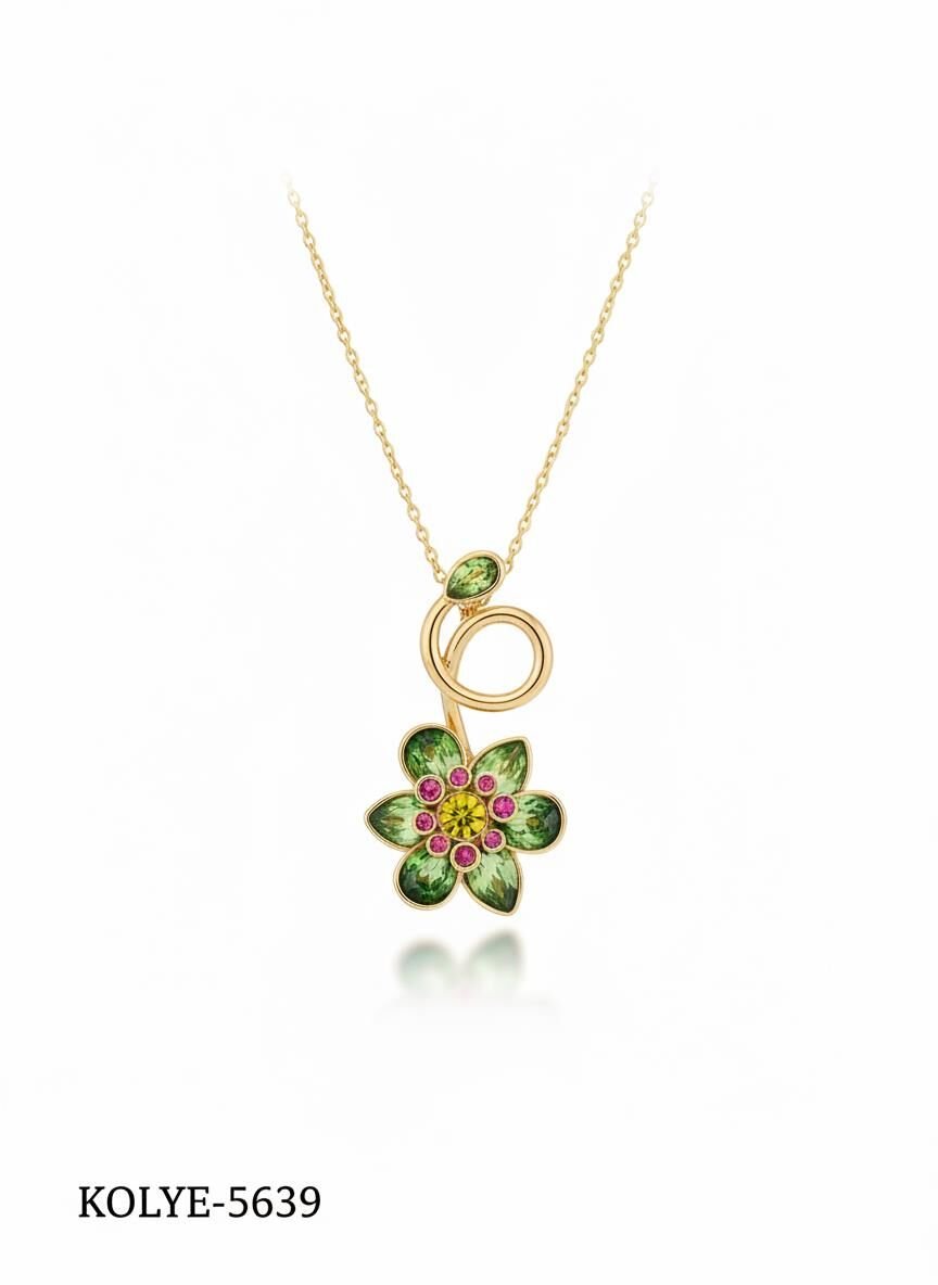 Çelik Çiçek Kolye // KOLYE-5639