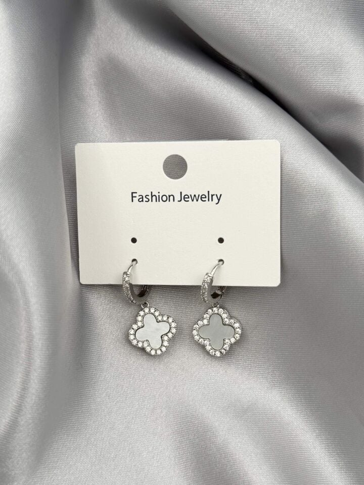 Zirkon Taşlı Rodyum Kaplama Küpe // ITHAL-3761