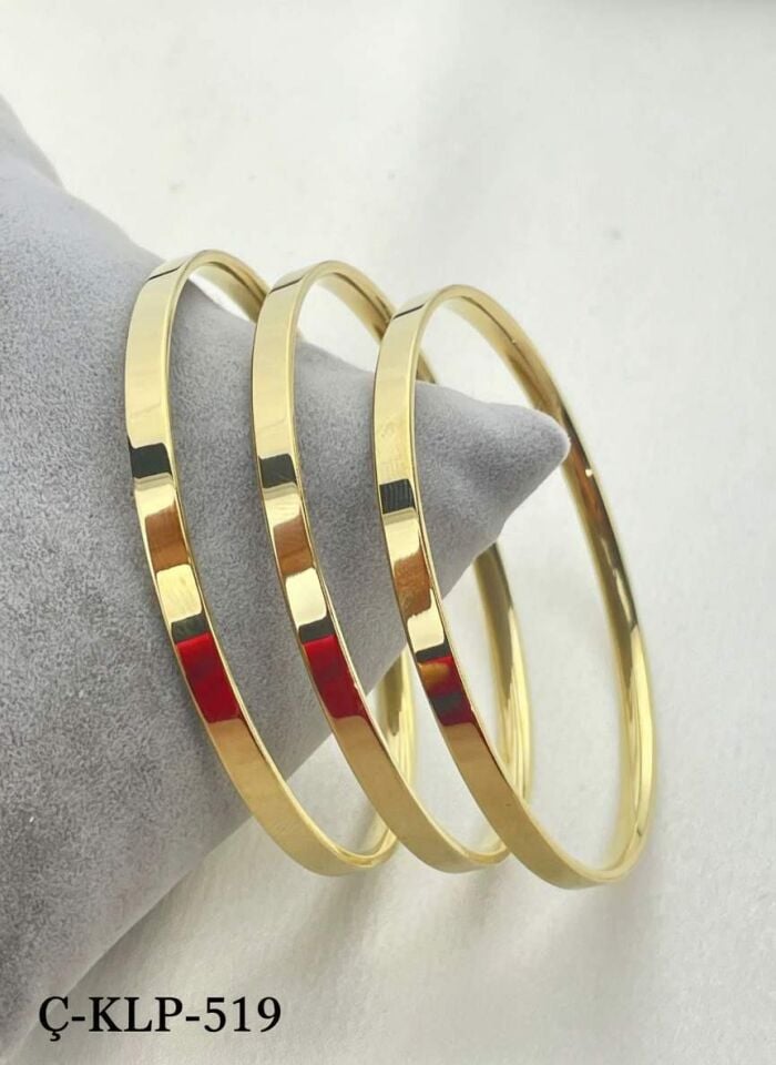 Steel Gold Color Thick 5.8 Length Ajda Bracelet (Sold in 3 pieces)