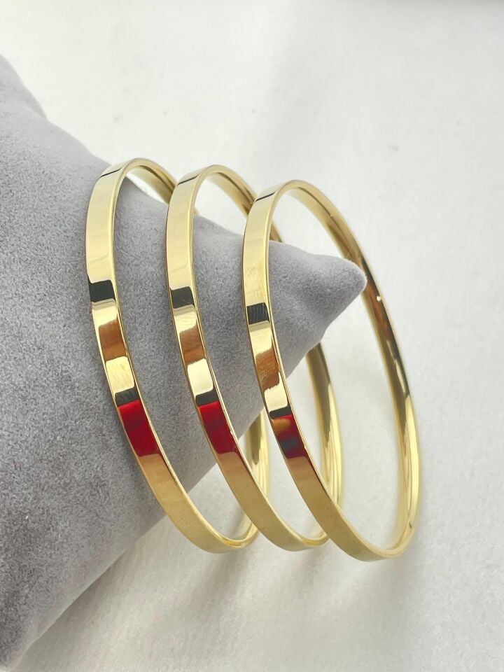 Steel Gold Color Thick 5.8 Length Ajda Bracelet (Sold in 3 pieces)