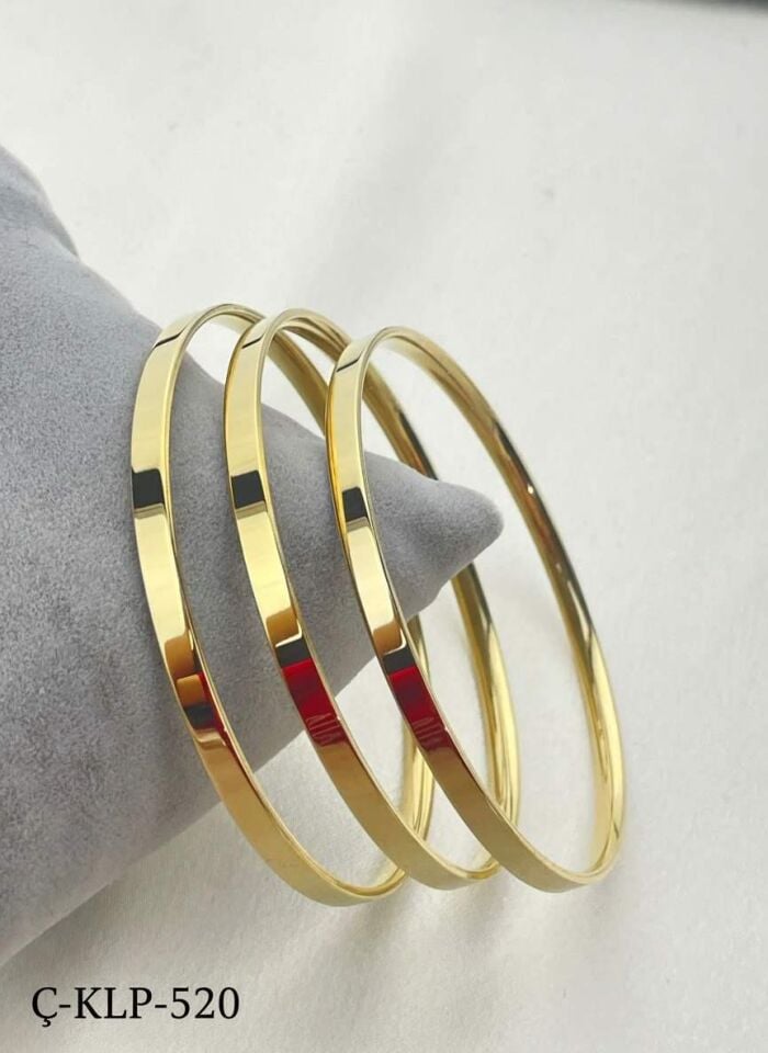 Steel Gold Color Thick 6.5 Length Ajda Bracelet (Sold in 3 pieces)