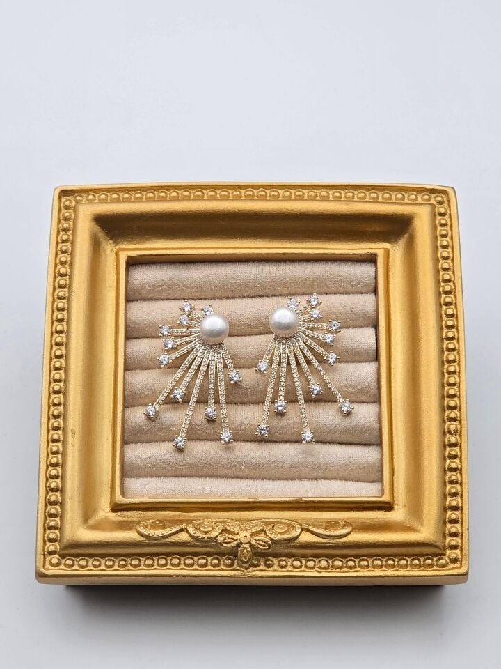 Zirkon Taşlı Rodyum Kaplama Küpe // ITHAL-3224