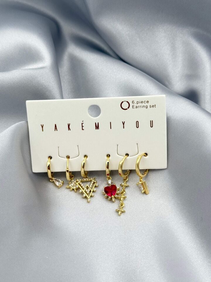 YAKEMIYOU 6'lı Set Küpe // ITHAL-3788