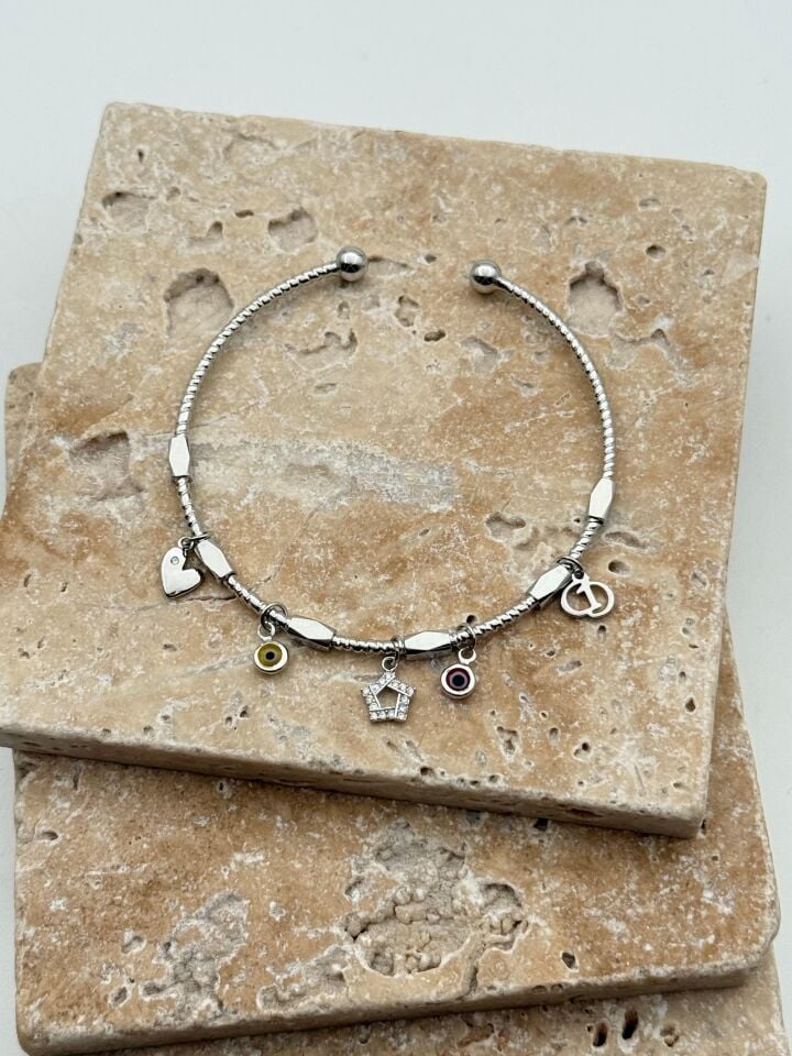 Steel Charm Bracelet // WRIST-5967