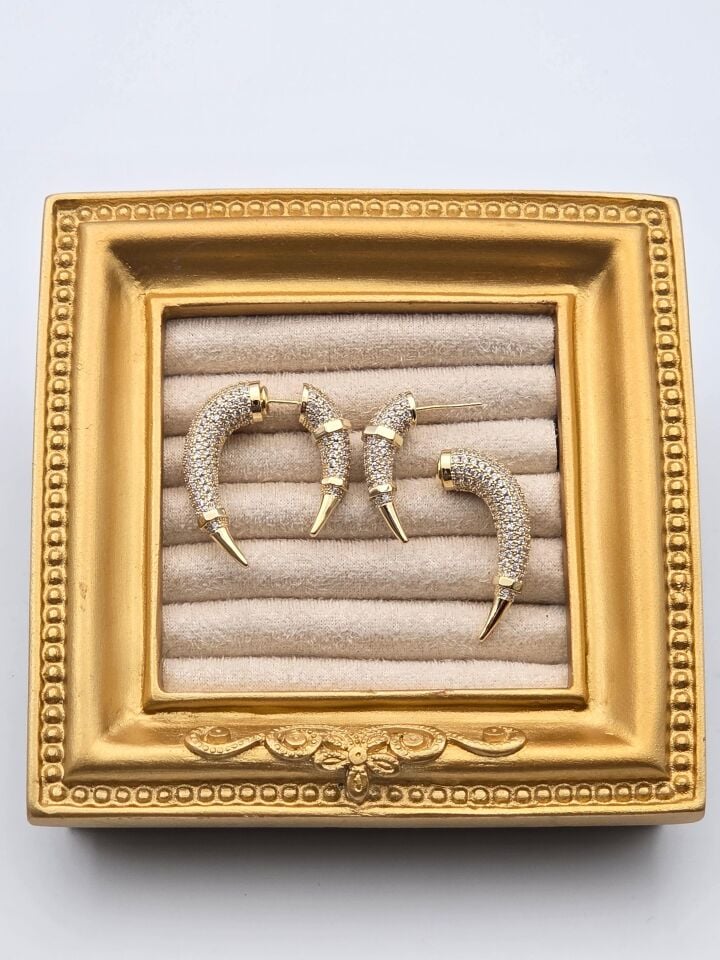 Zirkon Taşlı Rodyum Kaplama Küpe // ITHAL-3232