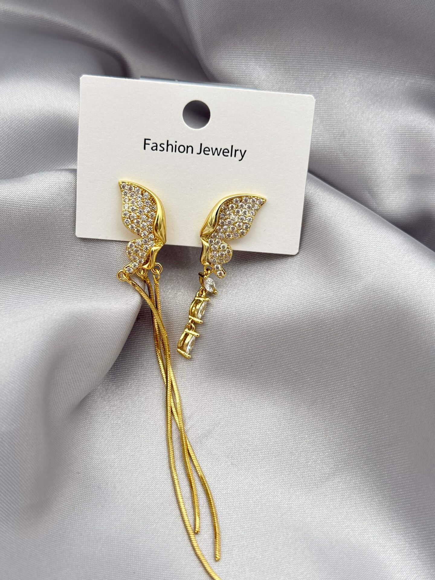 Zirkon Taşlı Rodyum Kaplama Küpe // ITHAL-3796