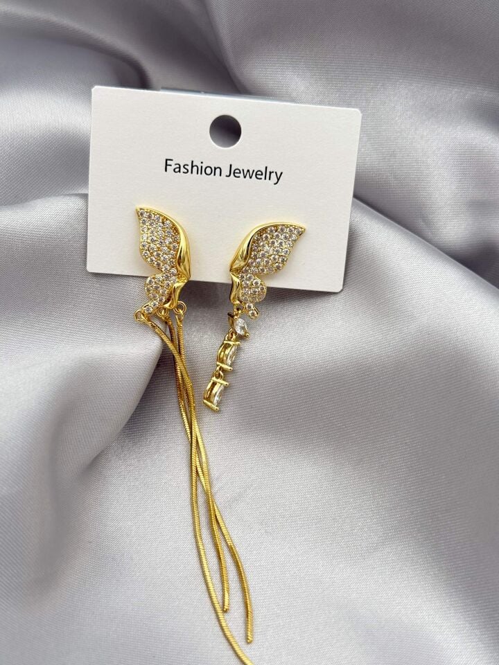 Zirkon Taşlı Rodyum Kaplama Küpe // ITHAL-3796