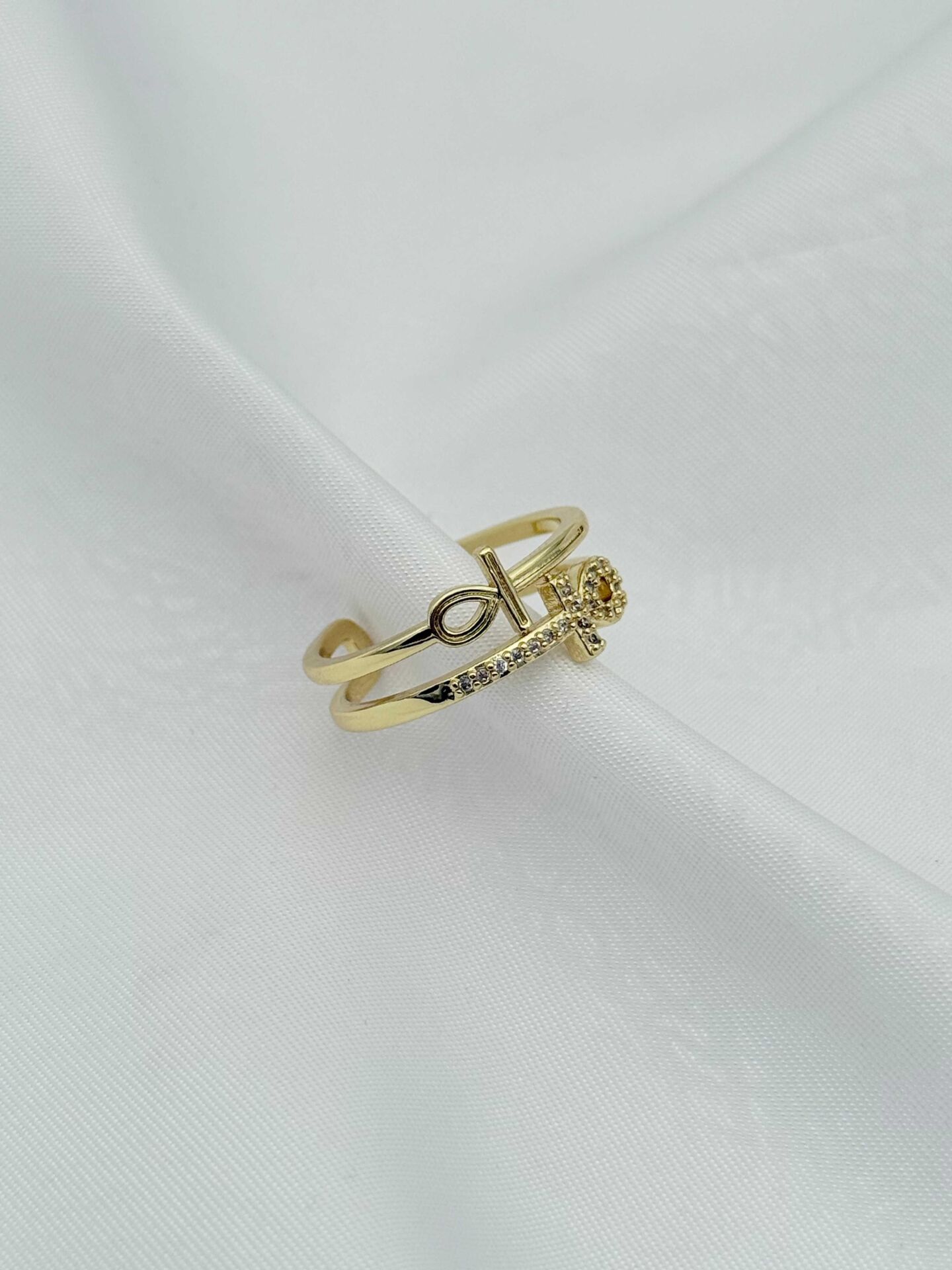 Çelik Taşlı Yüzük (Ayarlanabilir) // YÜZÜK-2407