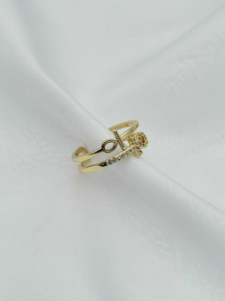 Çelik Taşlı Yüzük (Ayarlanabilir) // YÜZÜK-2407