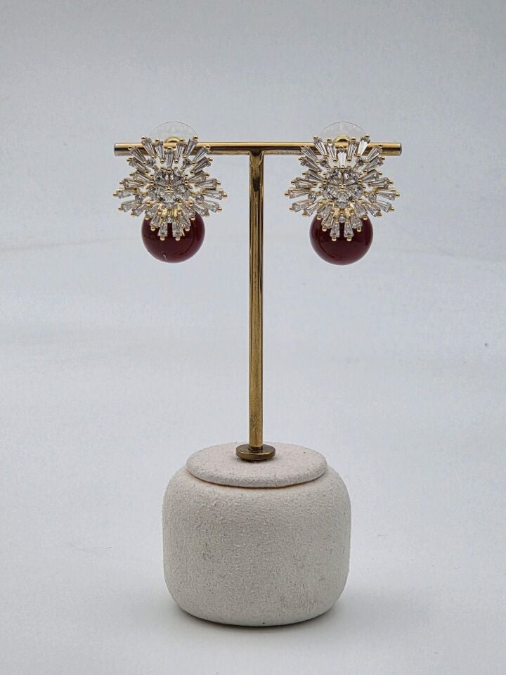 Zirkon Taşlı Rodyum Kaplama Küpe // ITHAL-3245