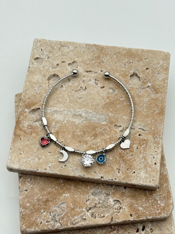 Steel Charm Bracelet // WRIST-5965