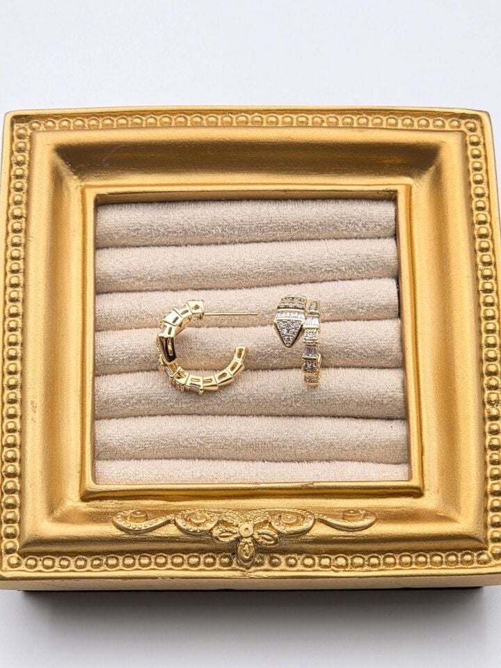 Zirkon Taşlı Rodyum Kaplama Küpe // ITHAL-3263