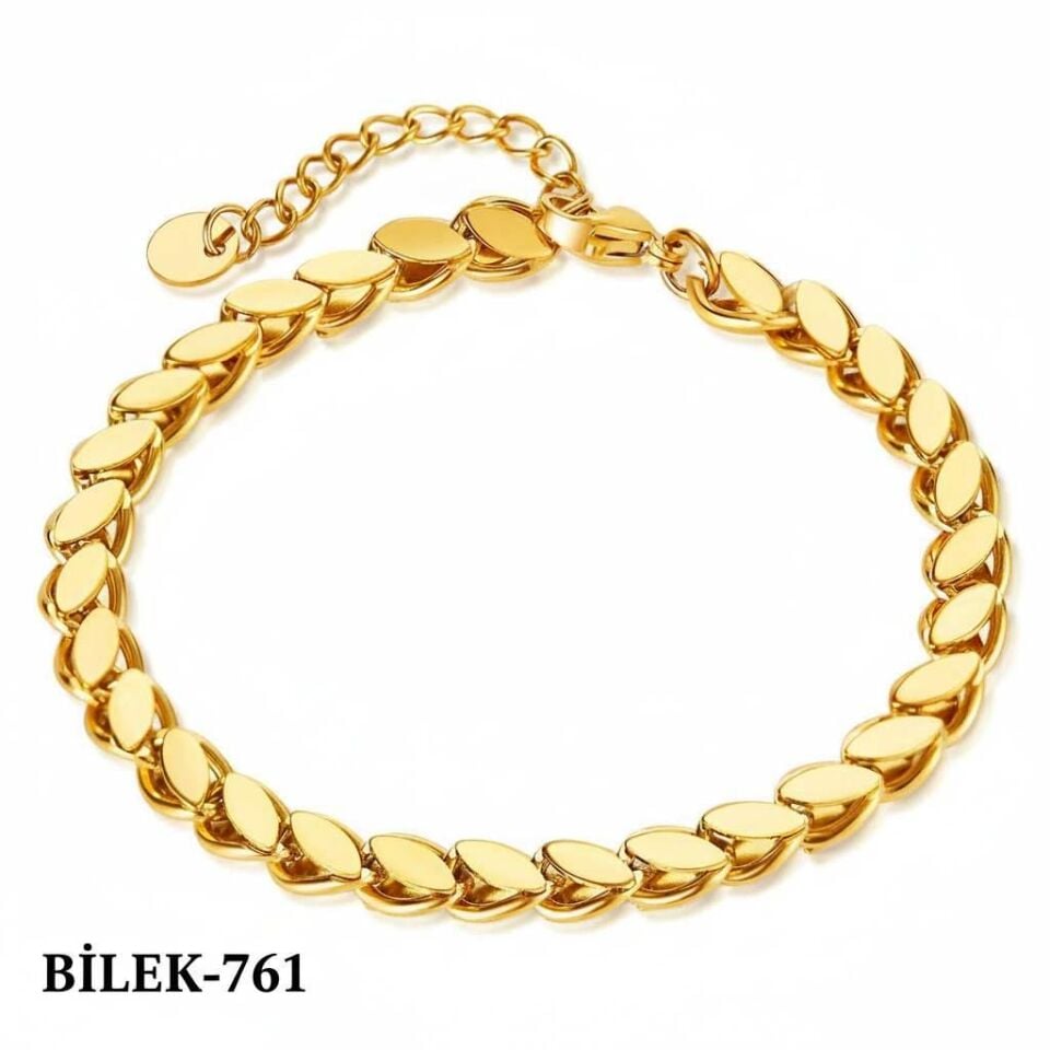 Armband aus dunklem Stahl mit kleinen Pailletten und Gerste