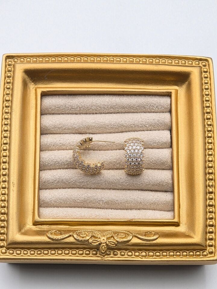 Zirkon Taşlı Rodyum Kaplama Küpe // ITHAL-3268