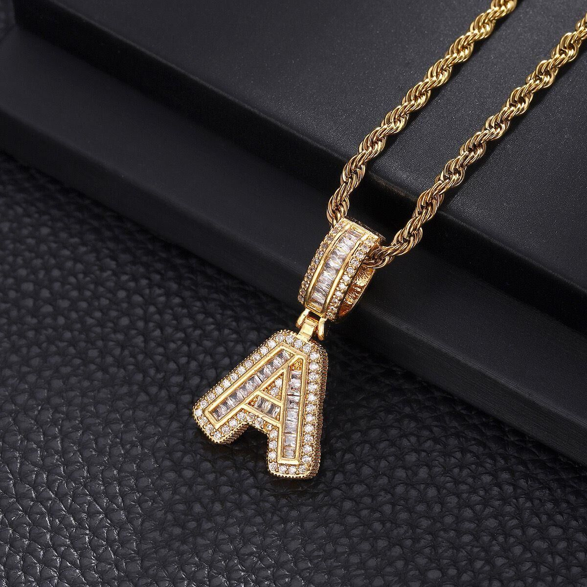 Steel Letter Necklace (A) 60cm // NECKLACE-4863