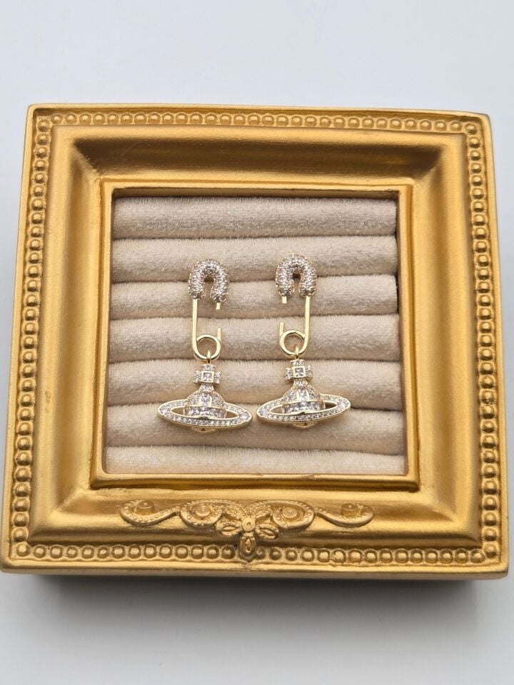 Zirkon Taşlı Rodyum Kaplama Küpe // ITHAL-3276