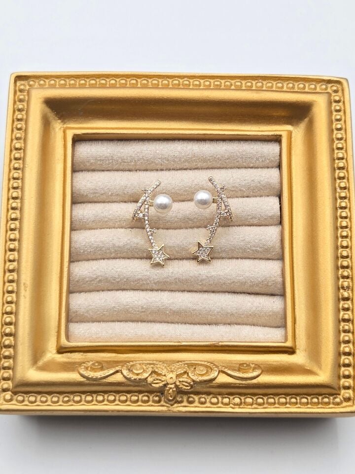 Zirkon Taşlı Rodyum Kaplama Küpe // ITHAL-3277