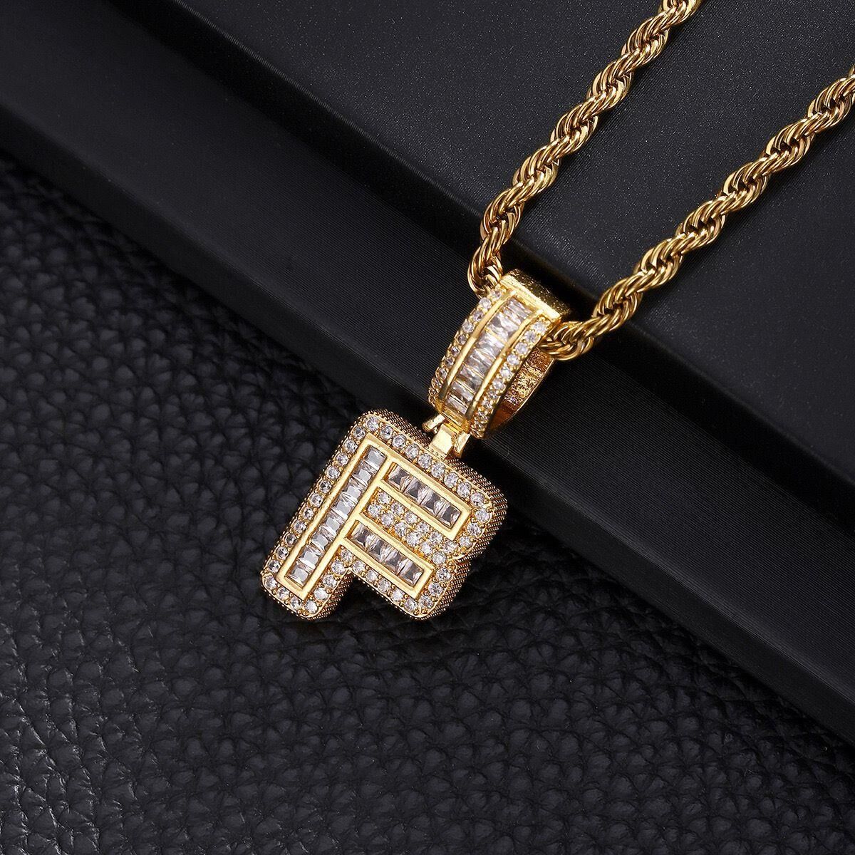 Steel Letter Necklace (F) 60cm // NECKLACE-4868