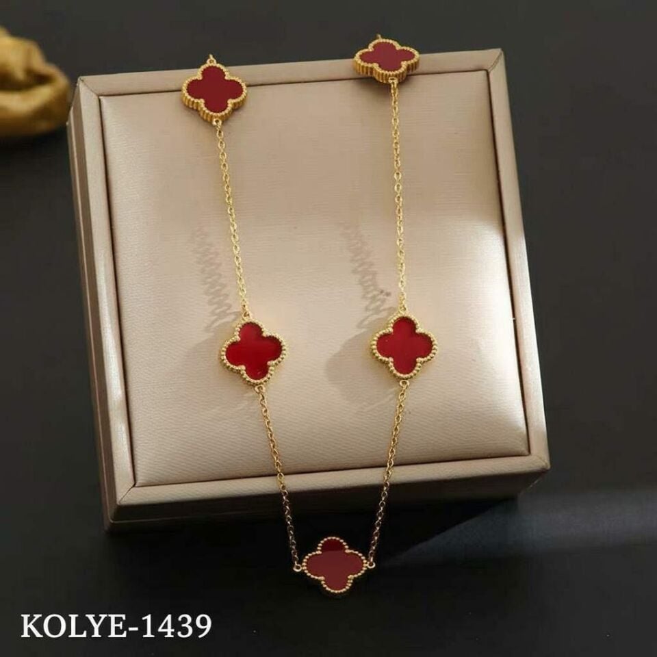 Çelik Kolye (Bordo) // KOLYE-1439