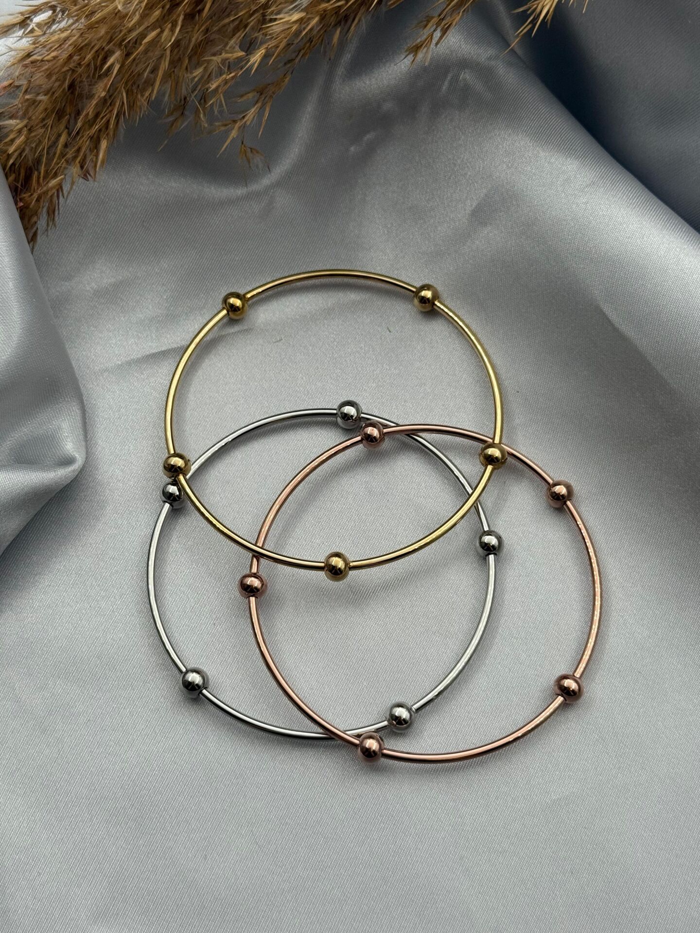 Steel Dorikali Ajda Bracelet 6.2 Size (sold in 3 pieces) // KELEPCE-3604