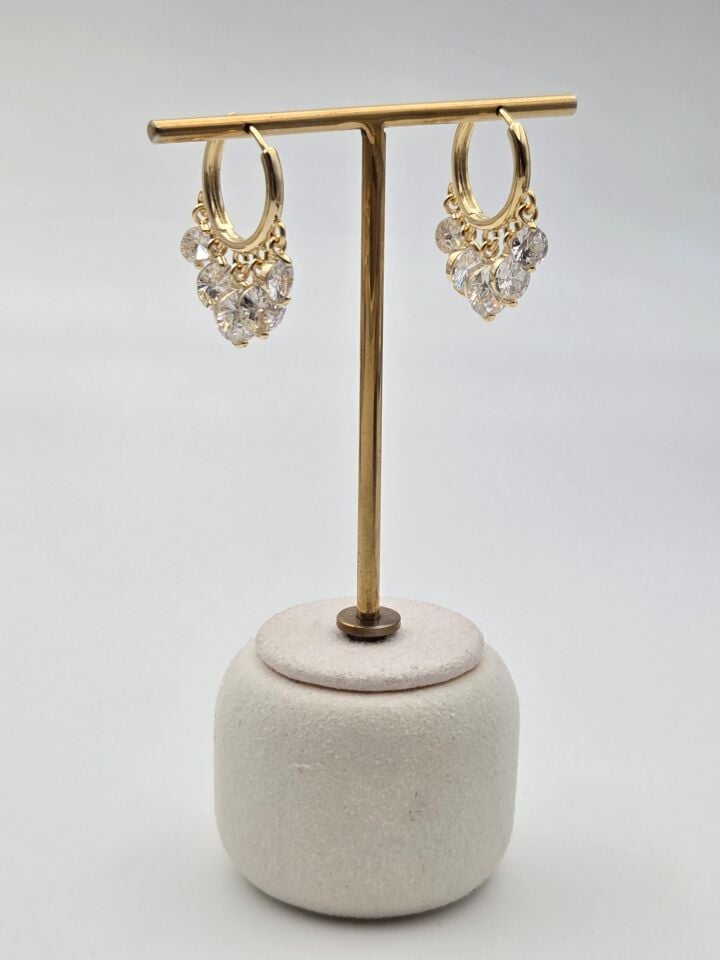 Zirkon Taşlı Rodyum Kaplama Küpe // ITHAL-3288