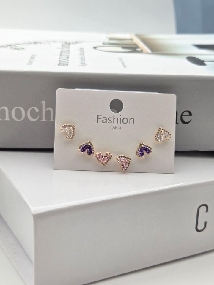 Zirkon Stein Silber Pin 6-teilige Figur Ohrringe // ITHAL-3291