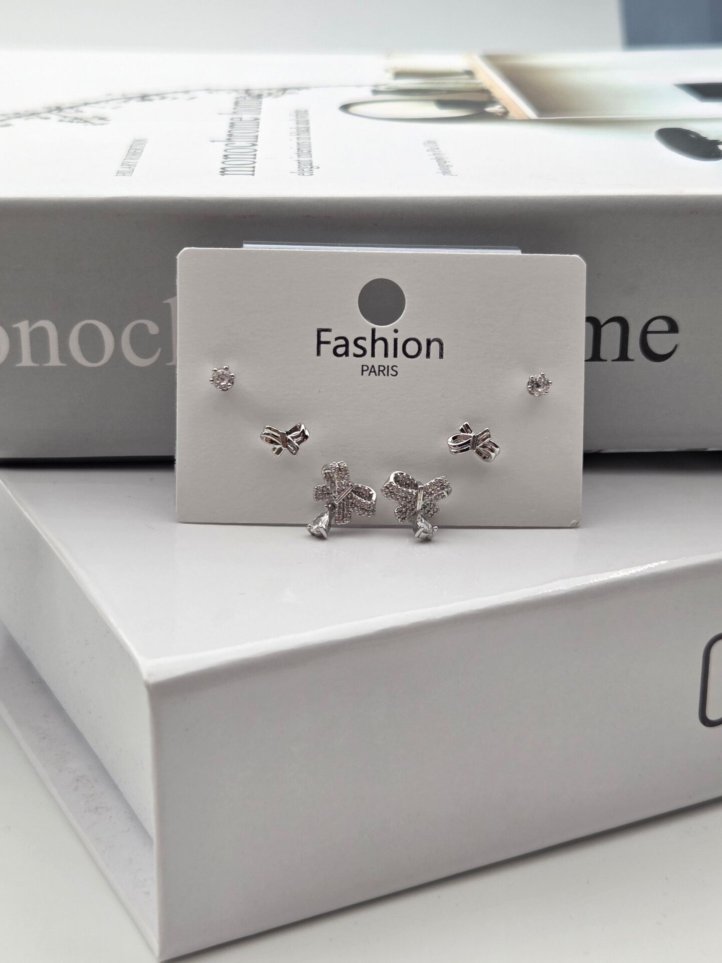 Zirkon Taşlı Gümüş İğne 6'lı Figür Küpe // ITHAL-3292