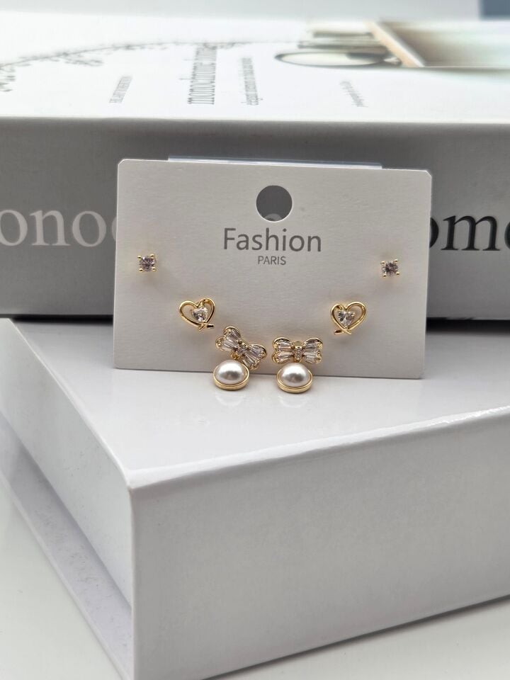 Zirkon Stein Silber Pin 6-teilige Figur Ohrringe // ITHAL-3294