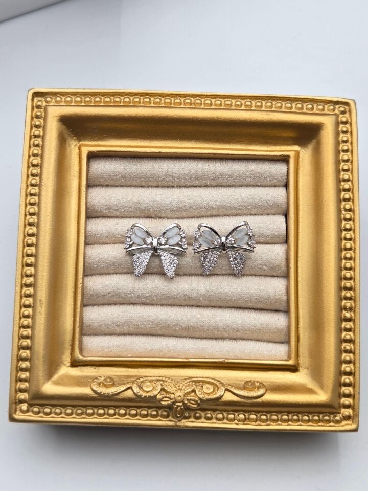 Zirkon Taşlı Rodyum Kaplama Küpe // ITHAL-3298