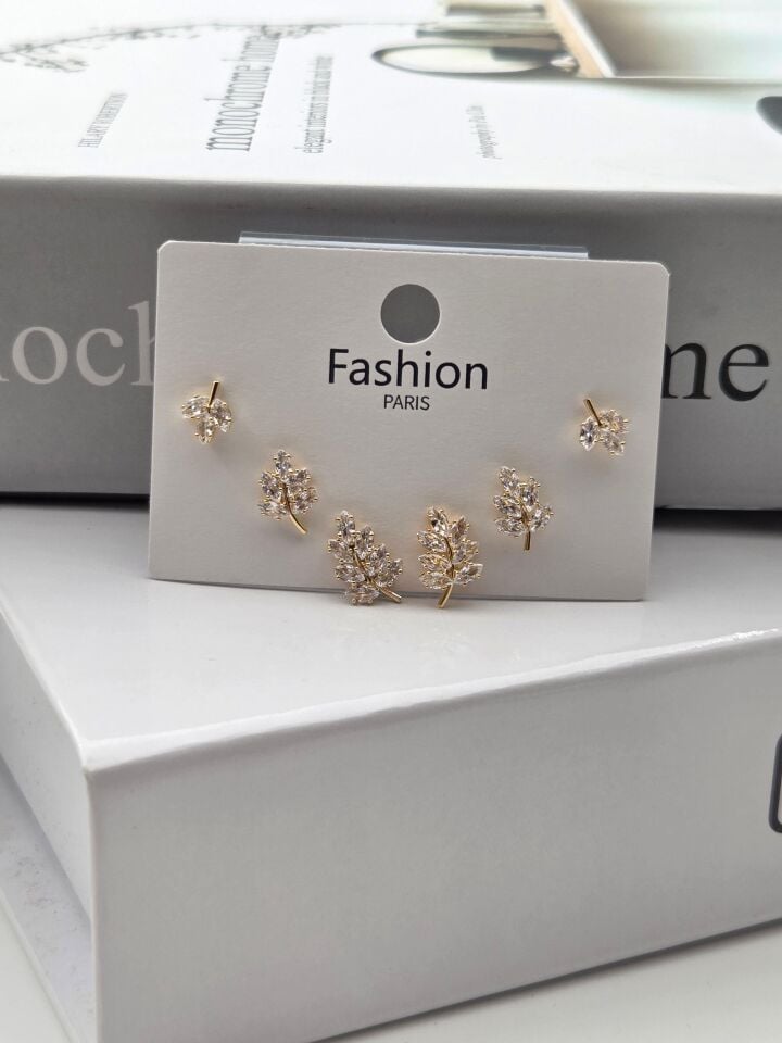 Zirkon Stein Silber Pin 6-teilige Figur Ohrringe // ITHAL-3299