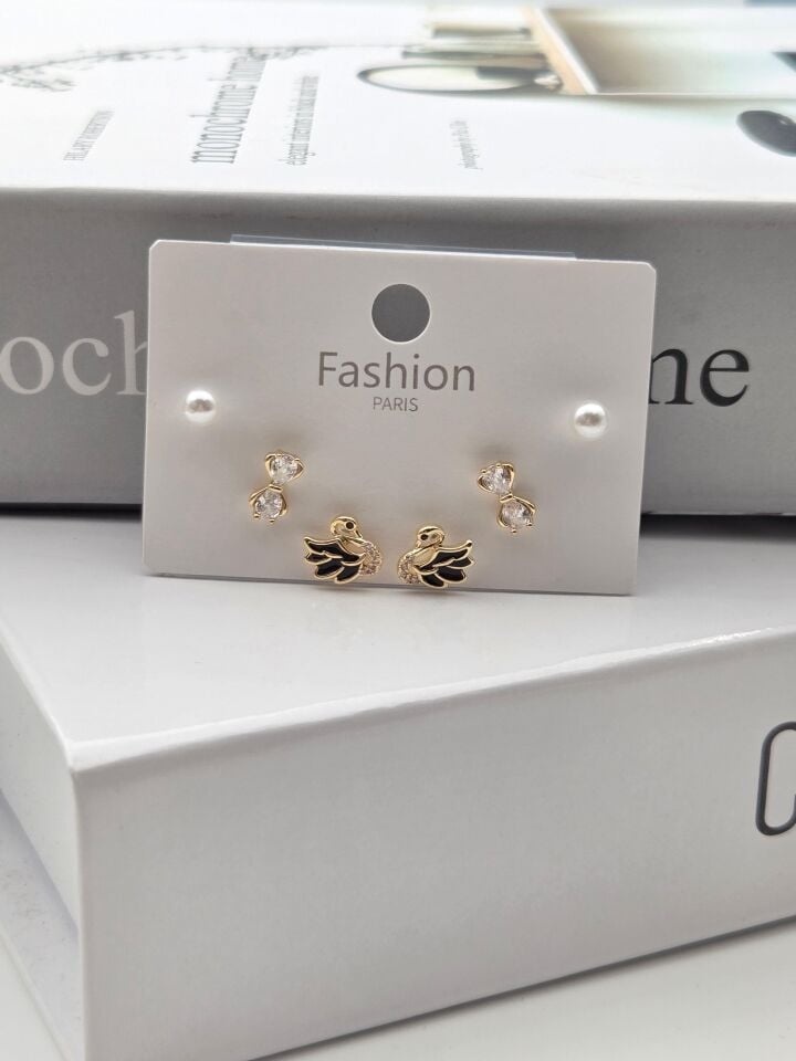 Zirkon Taşlı Gümüş İğne 6'lı Figür Küpe // ITHAL-3301