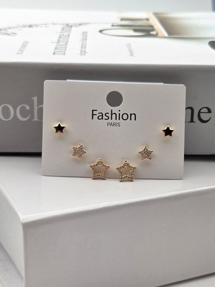 Zirkon Stein Silber Pin 6-teilige Figur Ohrringe // ITHAL-3302