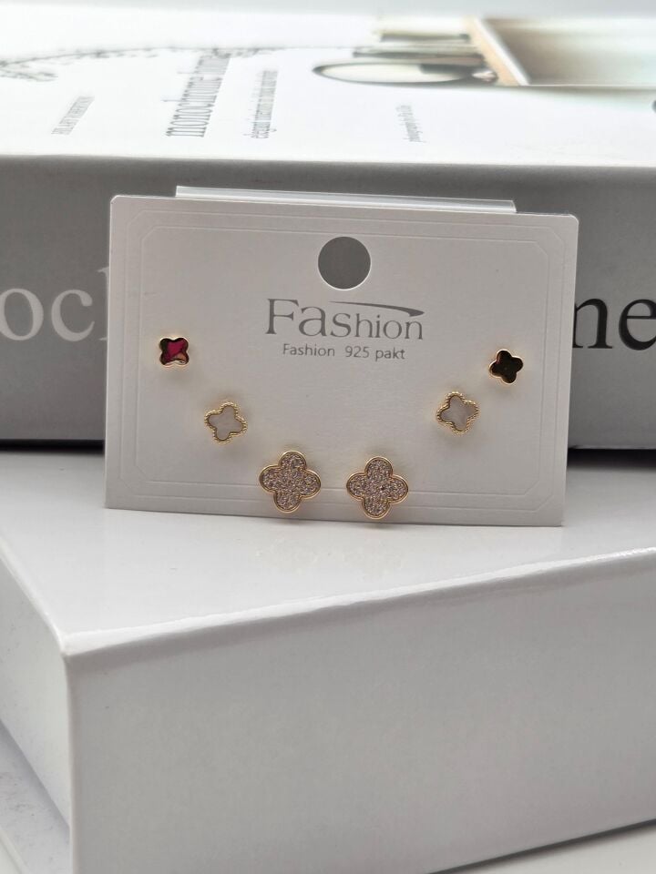 Zirkon Taşlı Gümüş İğne 6'lı Figür Küpe // ITHAL-3303