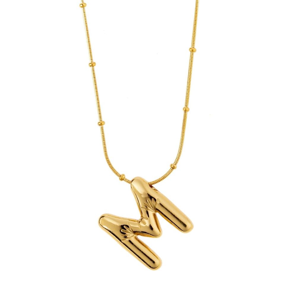 Stahl-Ballon-Buchstabenkette Gold (M) 45cm // NECKLACE-2033