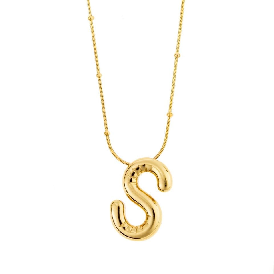 Çelik Balon Harf Kolye Gold (S) 45cm // KOLYE-2035