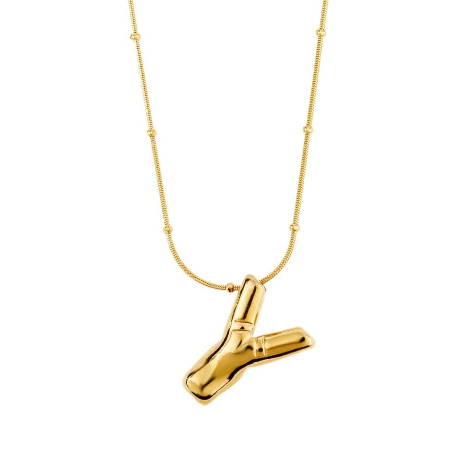 Stahl-Ballon-Buchstabenkette Gold (H) 45cm // NECKLACE-2037