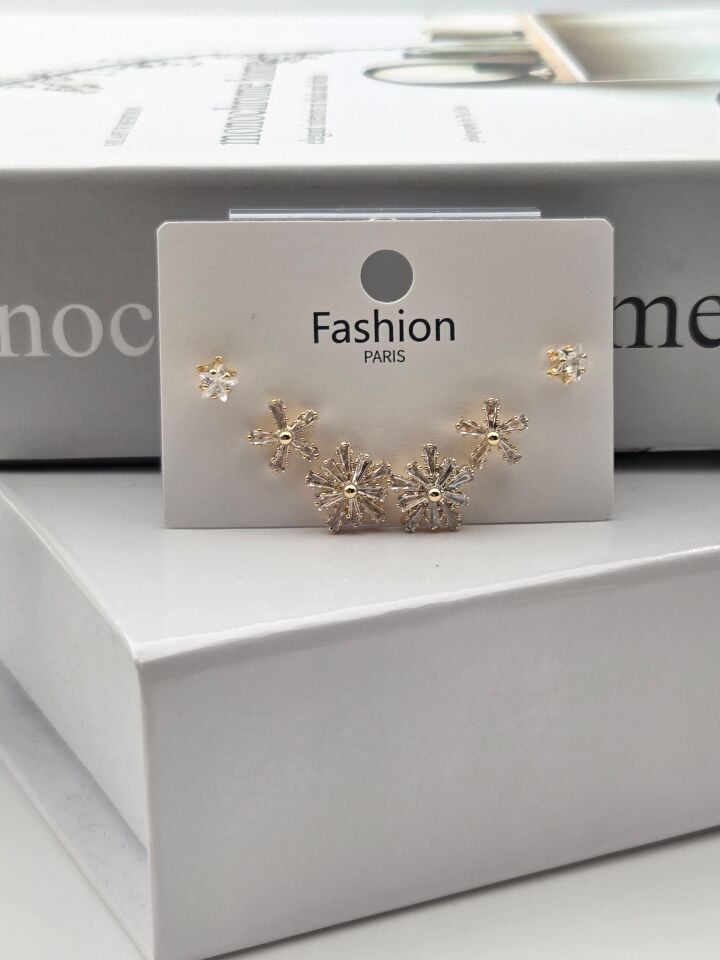 Zirkon Stein Silber Pin 6-teilige Figur Ohrringe // ITHAL-3313