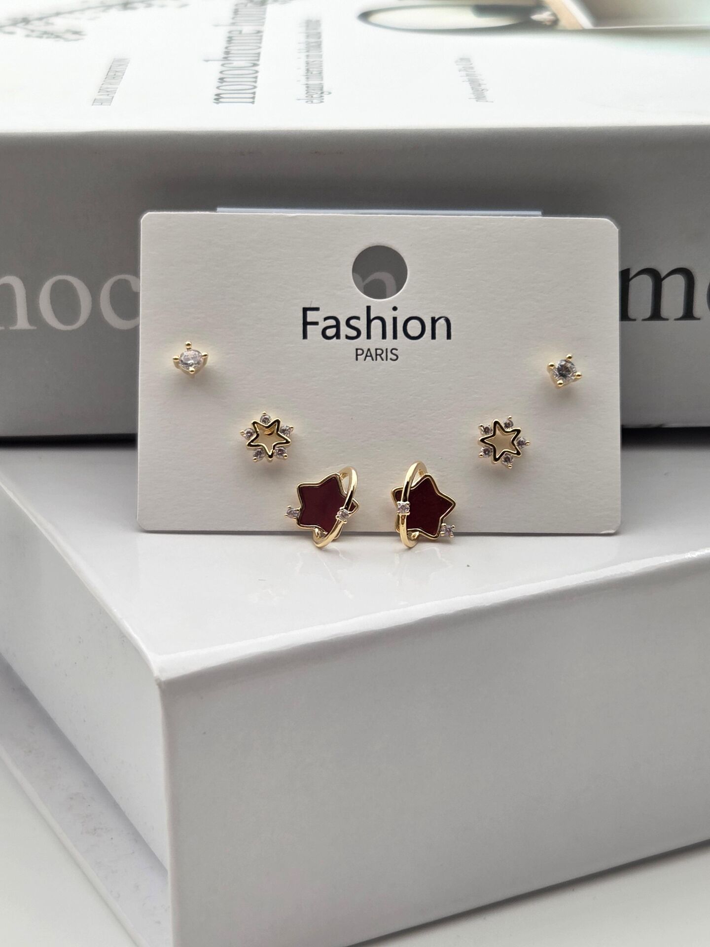 Zirkon Taşlı Gümüş İğne 6'lı Figür Küpe // ITHAL-3316