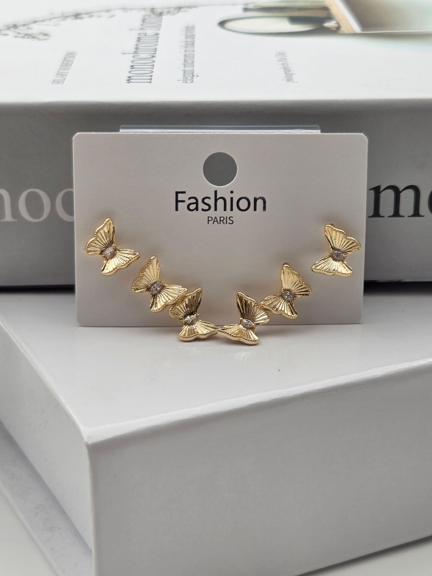 Zirkon Taşlı Gümüş İğne 6'lı Figür Küpe // ITHAL-3317