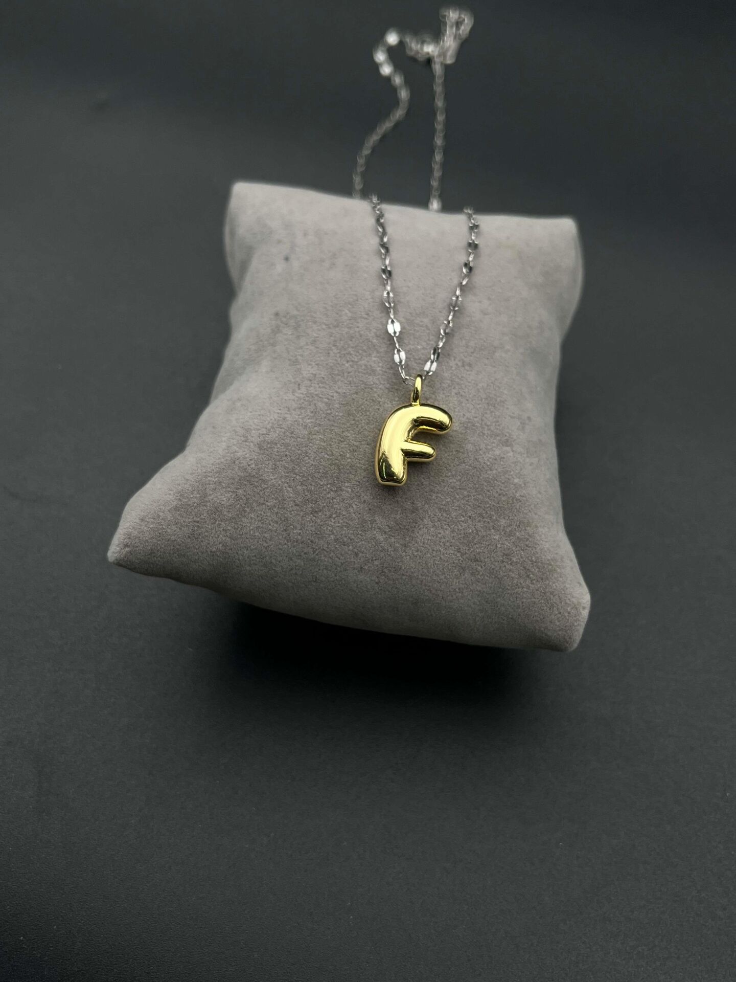 Steel Letter Necklace (F) // NECKLACE-4185