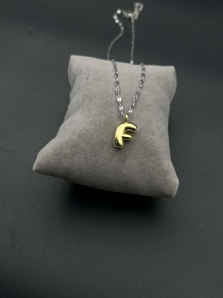 Steel Letter Necklace (F) // NECKLACE-4185