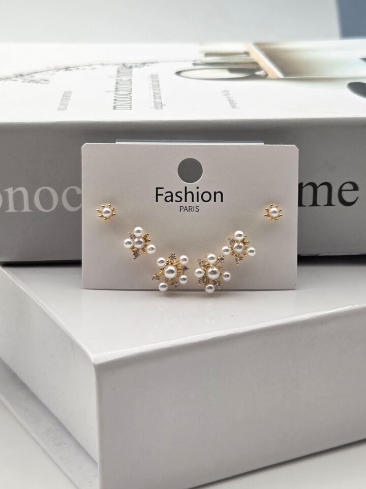 Zirkon Stein Silber Pin 6-teilige Figur Ohrringe // ITHAL-3319