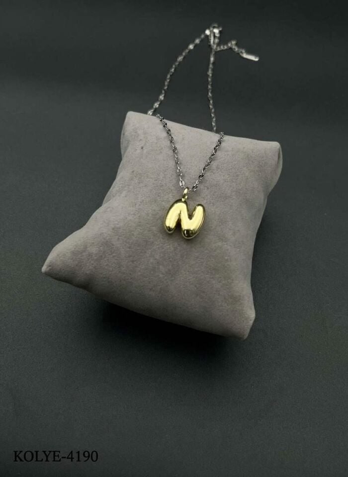 Buchstabenkette aus Stahl (N) // NECKLACE-4190