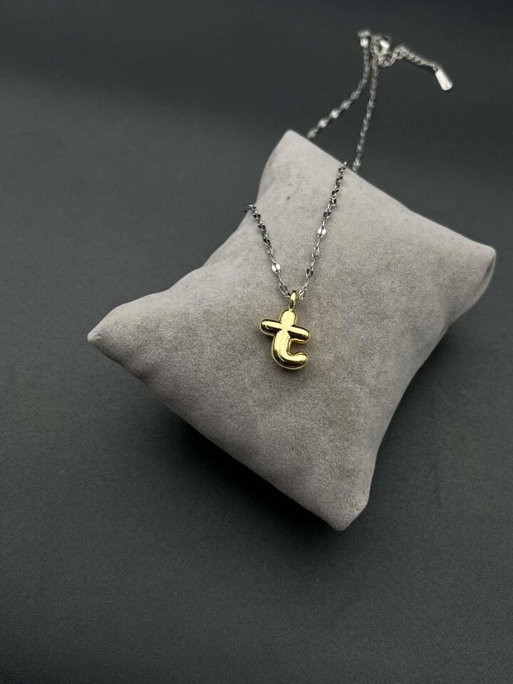 Steel Letter Necklace (T) // NECKLACE-4194