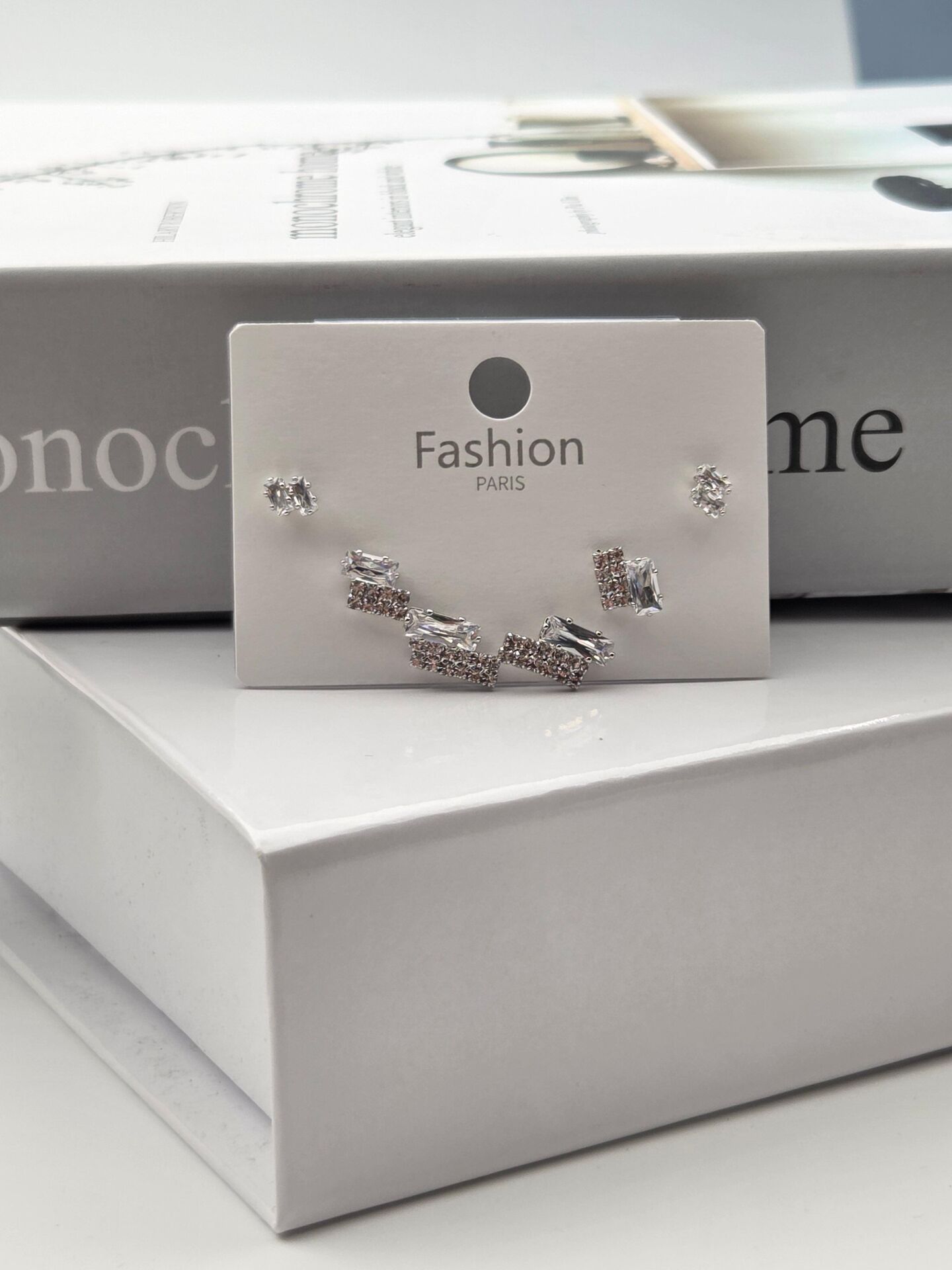 Zirkon Taşlı Gümüş İğne 6'lı Figür Küpe // ITHAL-3322