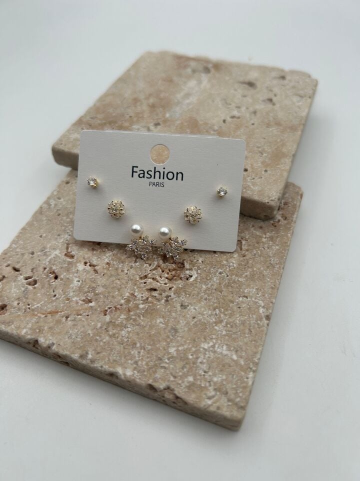 Zirkon Stein Silber Pin 6-teilige Figur Ohrringe // ITHAL-3325