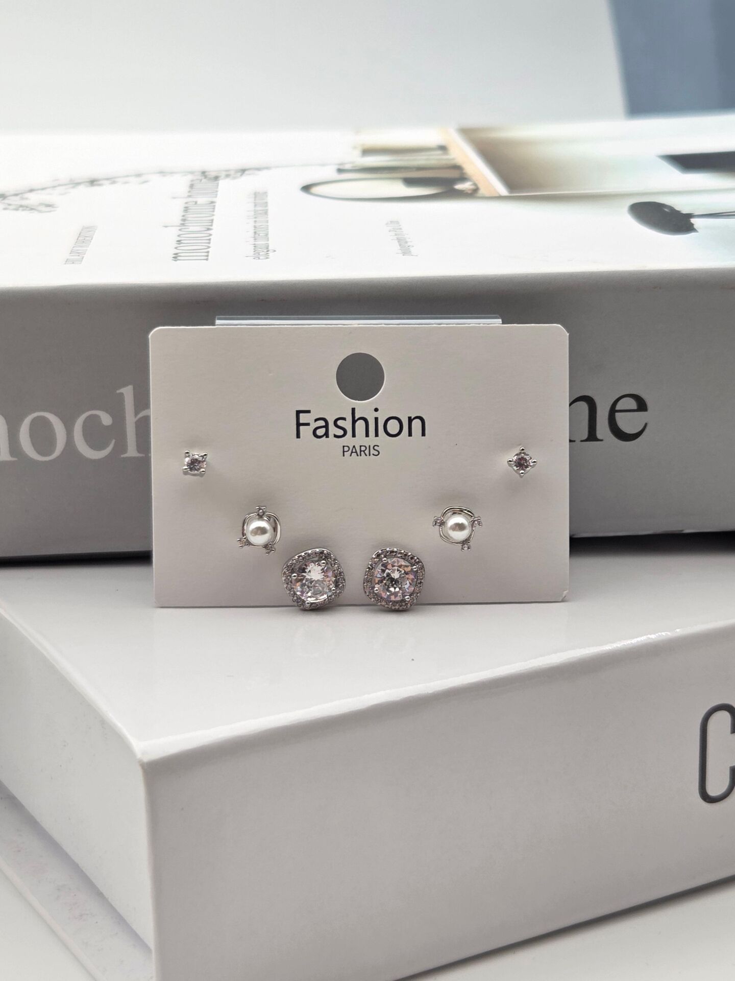 Zirkon Taşlı Gümüş İğne 6'lı Figür Küpe // ITHAL-3326