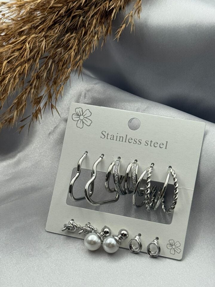 Çelik Set Küpe // KÜPE-3798