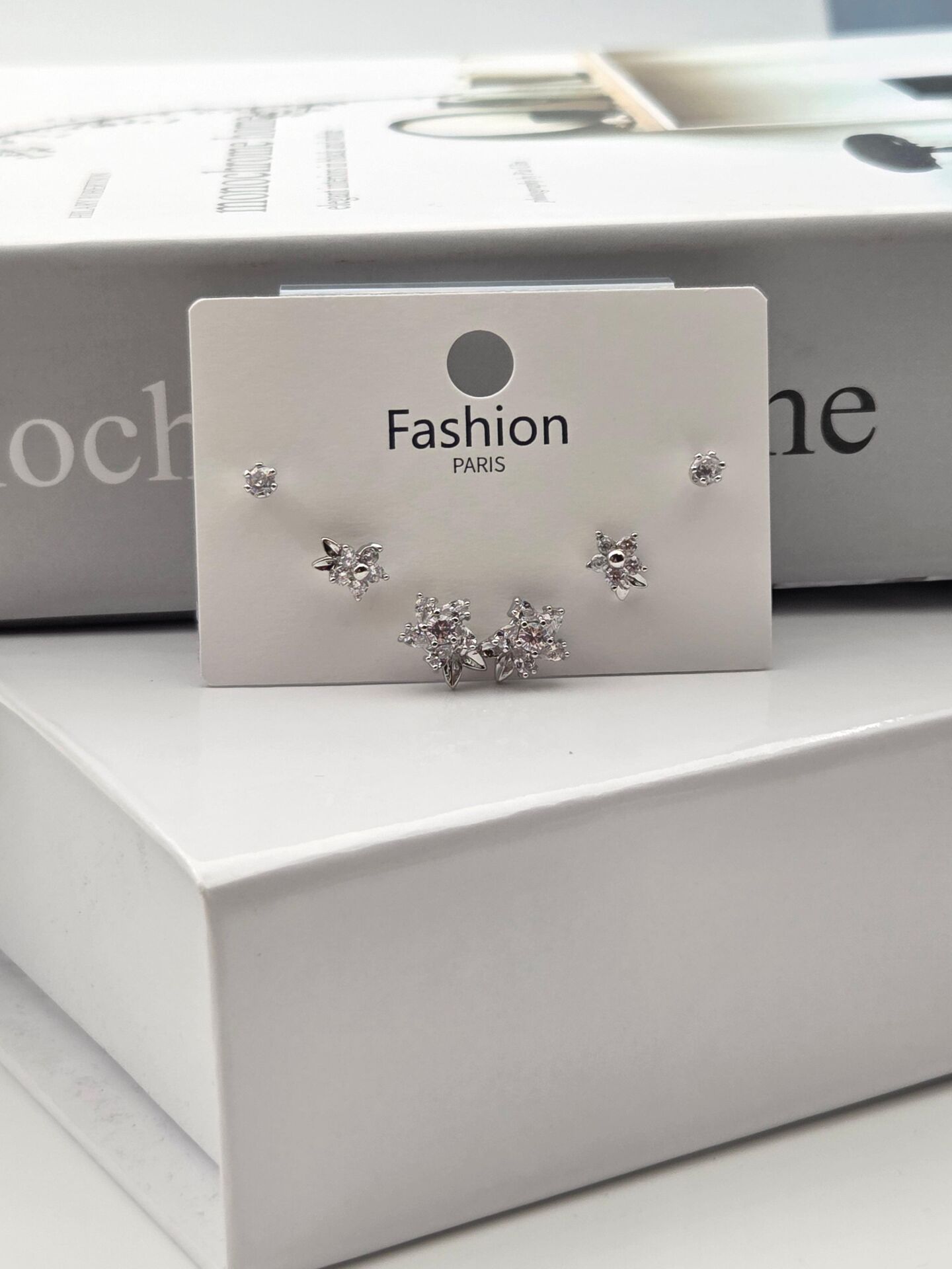 Zirkon Taşlı Gümüş İğne 6'lı Figür Küpe // ITHAL-3328