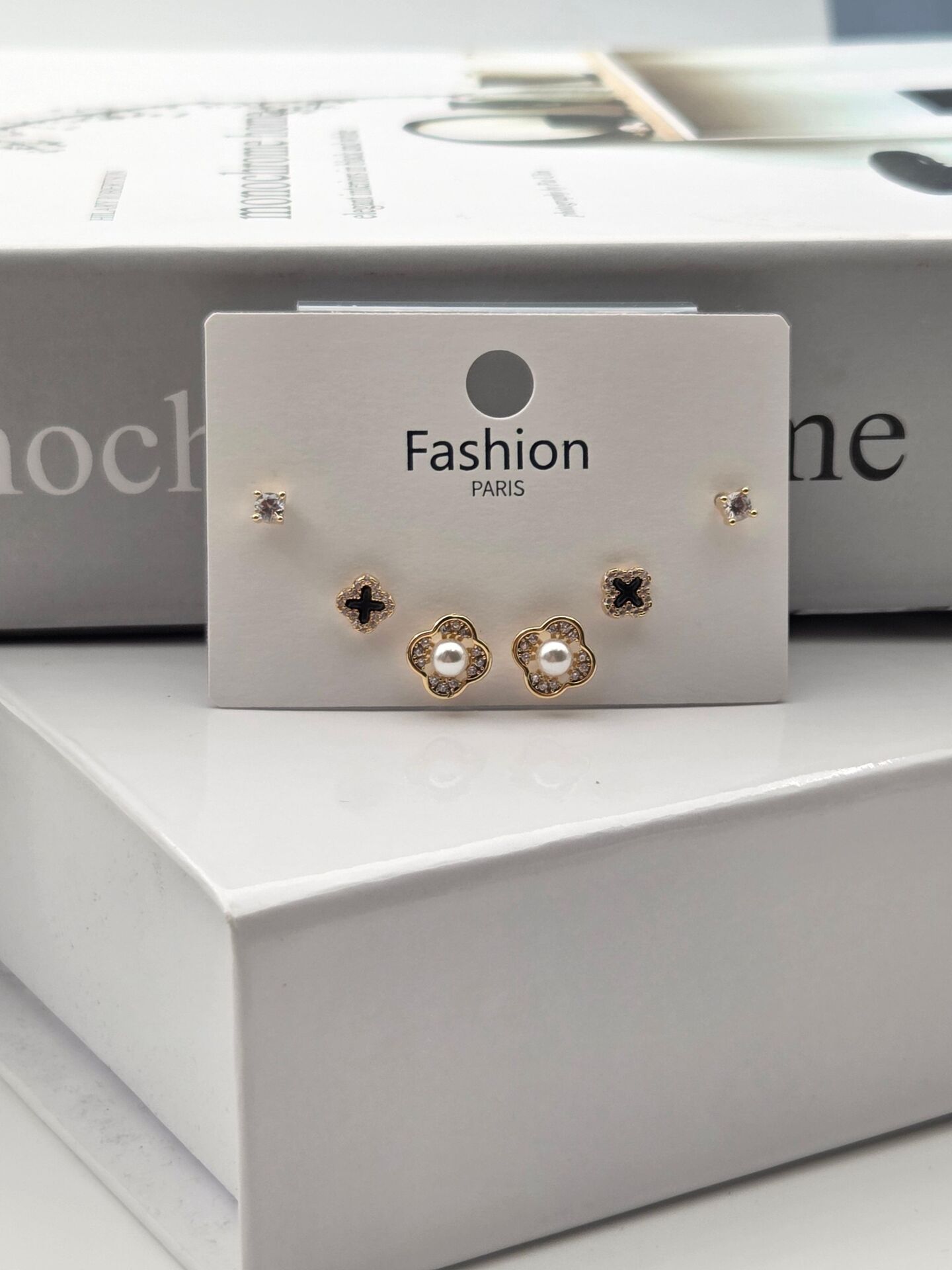 Zirkon Taşlı Gümüş İğne 6'lı Figür Küpe // ITHAL-3330